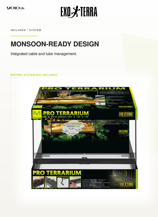 Exo Terra Pro Terrarium (Medium Wide) 60 x 45 x 45 cm, Tank for Pets