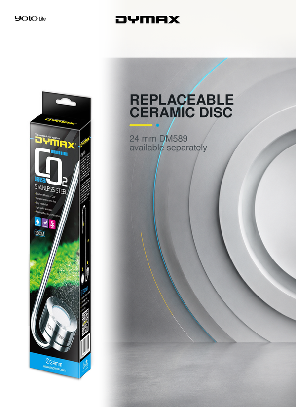 Dymax Stainless Steel CO2 Diffuser 200 mm, 24 mm Diameter