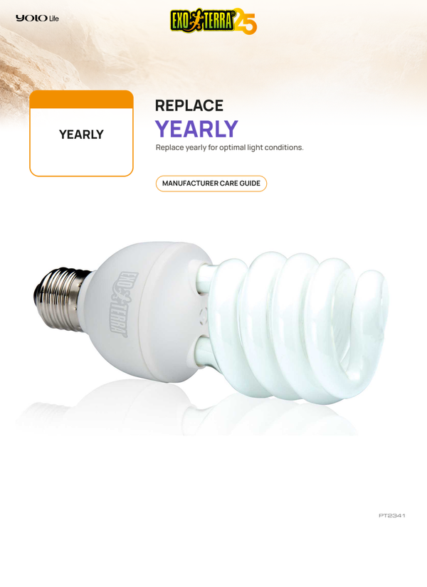 Exo Terra UVB 200, 25W Reptile Bulb, UV Light for Desert, Tanks, Pets
