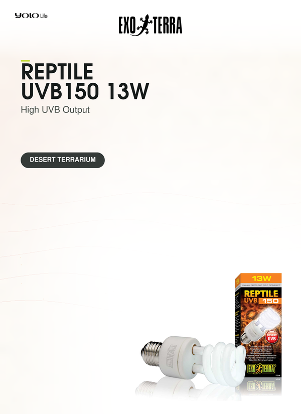 Exo Terra Reptile UVB 150 Desert 13W, Bulb, Lamp, for Reptiles, Tanks, Pets