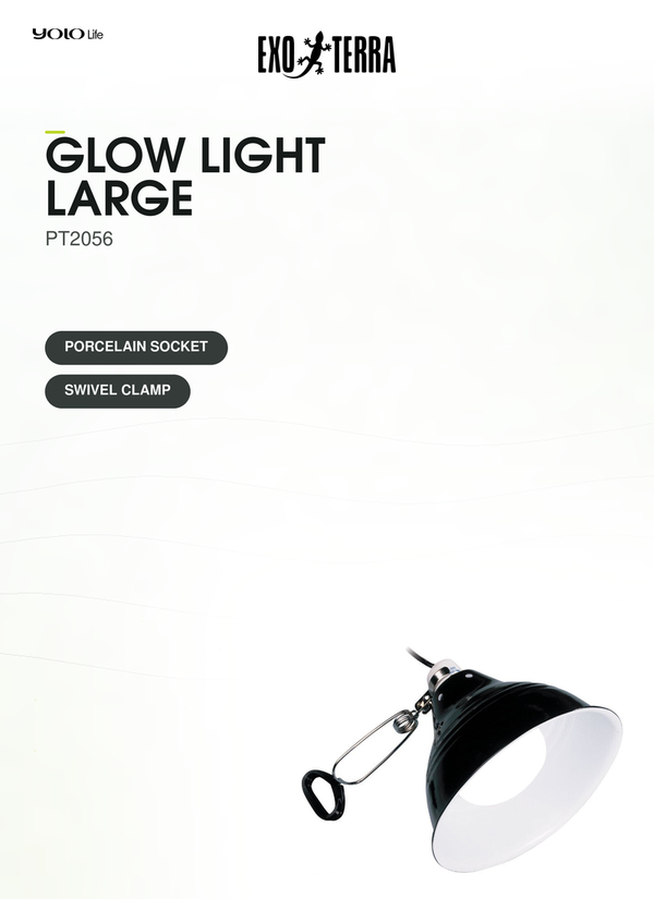 Exo Terra Glow Light Large (25 cm), Porcelain Clamp Lamp, for Reptiles