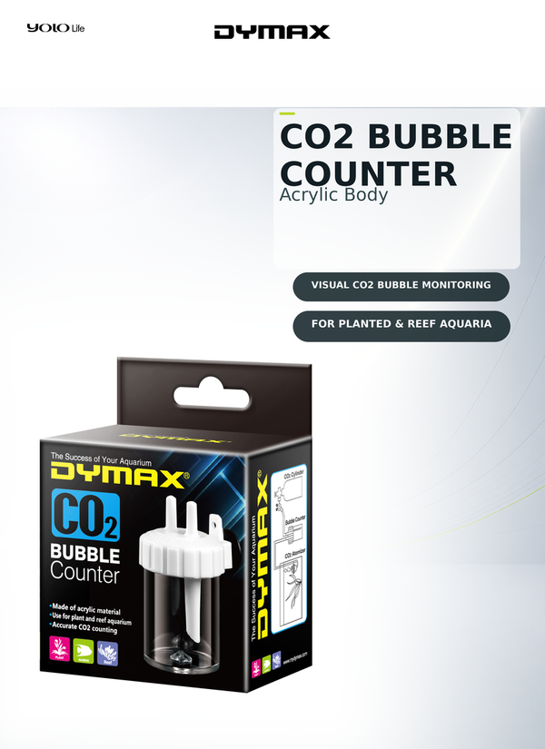 Dymax CO2 Bubble Counter, Flow Tool, CO2 Unit, for Planted, Reef, Tank