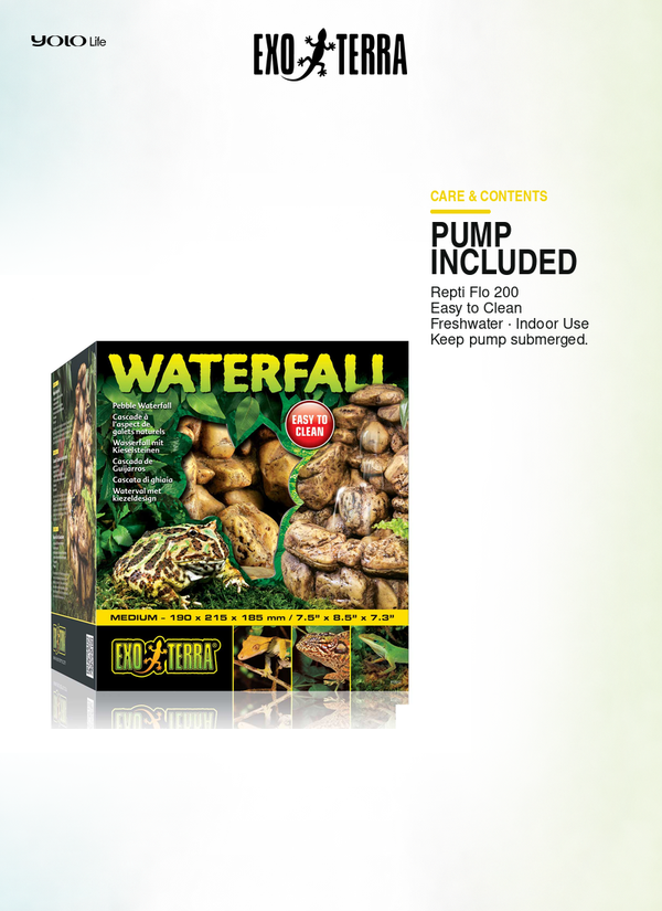 Exo Terra Pebble Waterfalls Medium, Terrarium Waterfall, for Reptiles