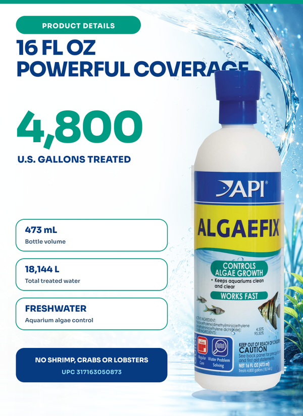API Algaefix 16 oz, Algae Control, Algaecide, for Fish, Plants, Tanks