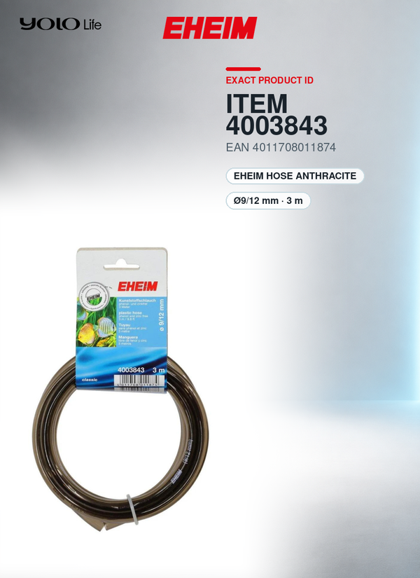 EHEIM Grey Aquarium Hose 9/12 mm, 3000 mm Length