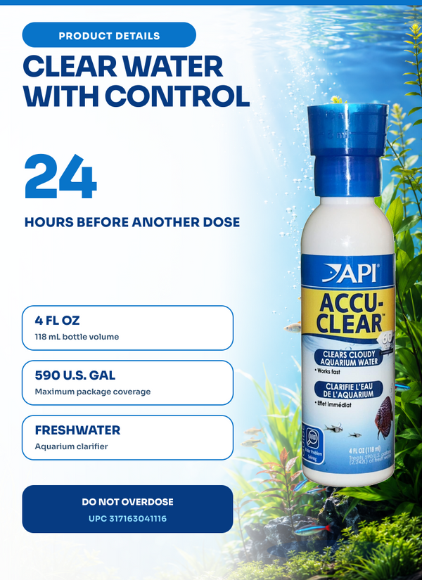 API Accu-Clear 4 oz, Water Clarifier for Aquarium, Crystal Clear
