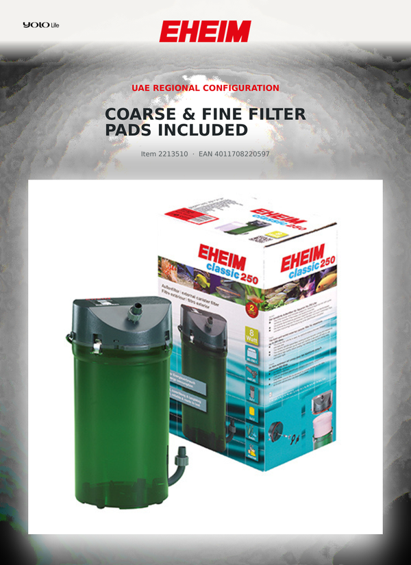 EHEIM classic 250 External Aquarium Filter