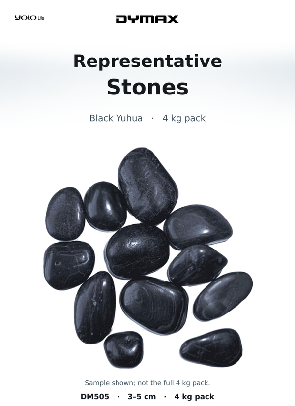 Dymax Black Yuhua Aquarium Stones 30–50 mm, 4 kg