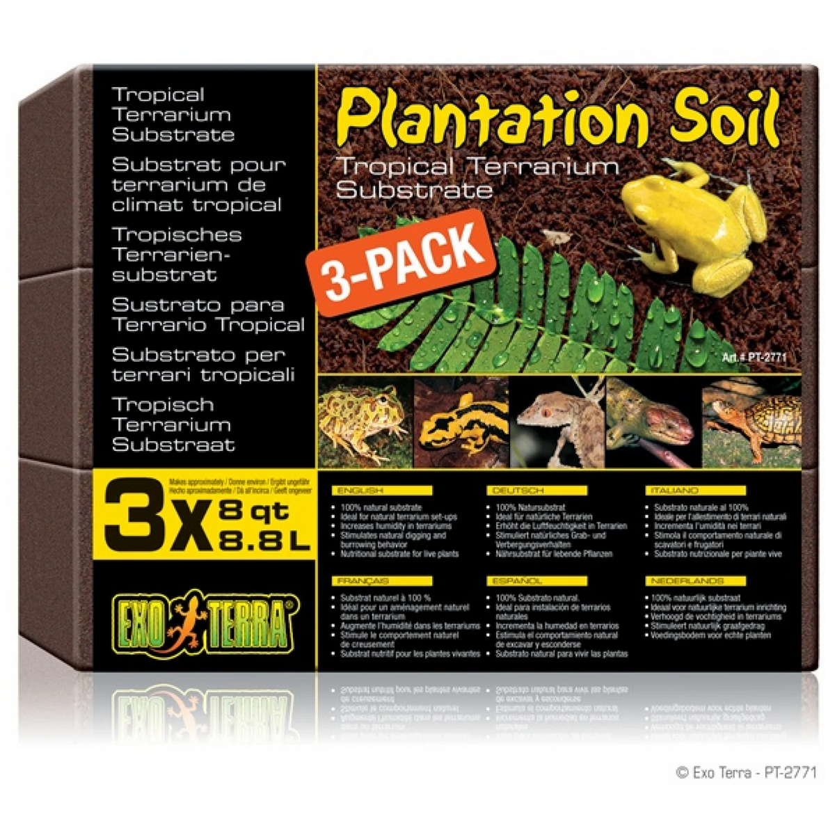 Exo Terra Plantation Soil Coconut Fibre Substrate – 3-Pack