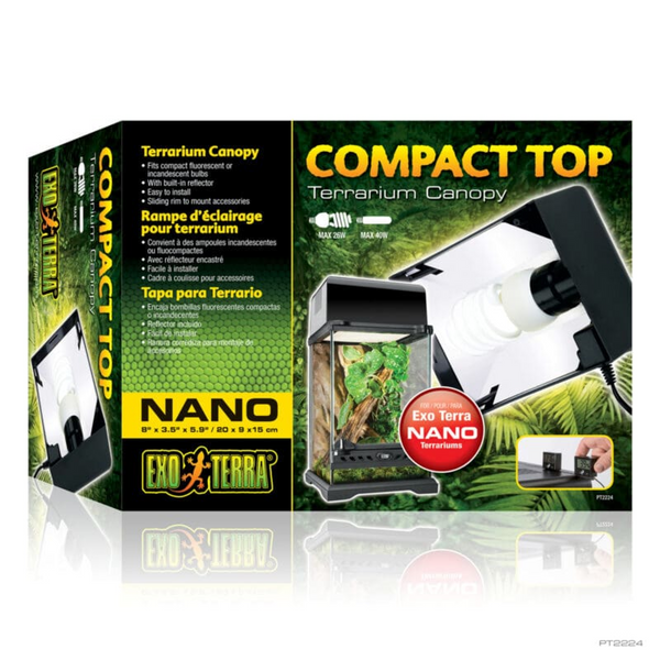 Exo Terra Compact Top 20x9x15cm, Terrarium Canopy Light, 26W Max