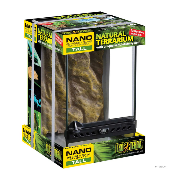 Exo Terra Natural Terrarium Nano Tall 20x20x30, Glass Reptile Habitat