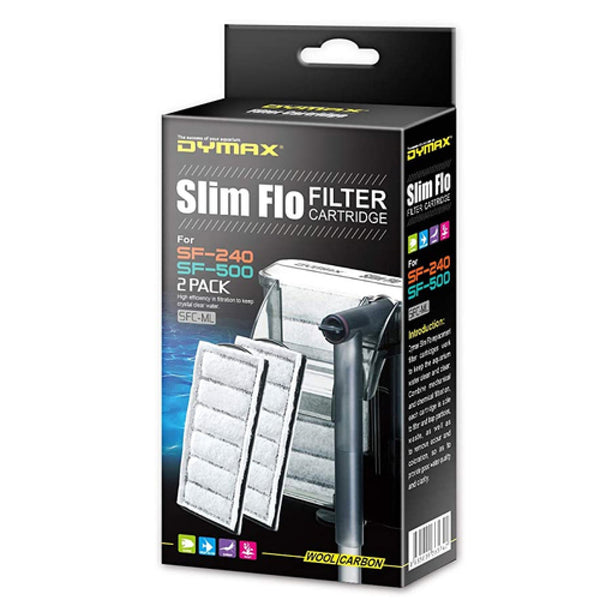 Dymax Slim Flo 240-500(2/pk), Carbon Filter Cartridge for Fish, Tank