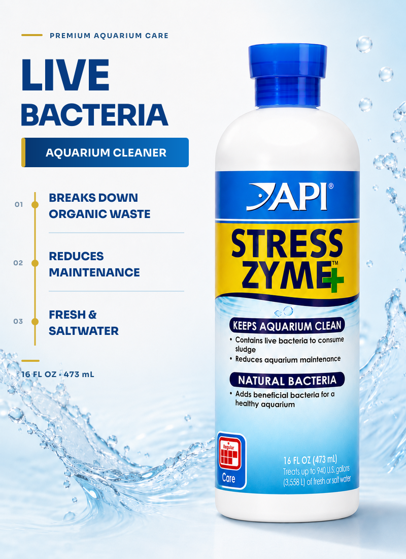 API Stress Zyme 16 oz, Bacterial Tank Cleaner for Care, Health, Cycle