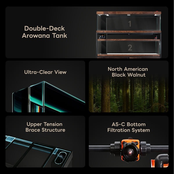 H18 Double-Layer 2000 mm Aquarium & Cabinet – North American Black Walnut (030)