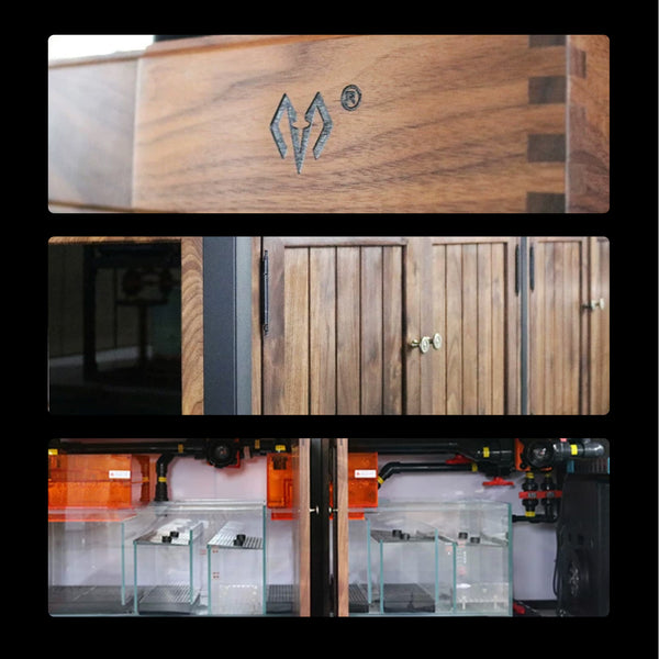 H18 Double-Layer 2000 mm Aquarium & Cabinet – North American Black Walnut (030)