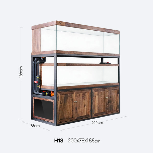 H18 Double-Layer 2000 mm Aquarium & Cabinet – North American Black Walnut (030)