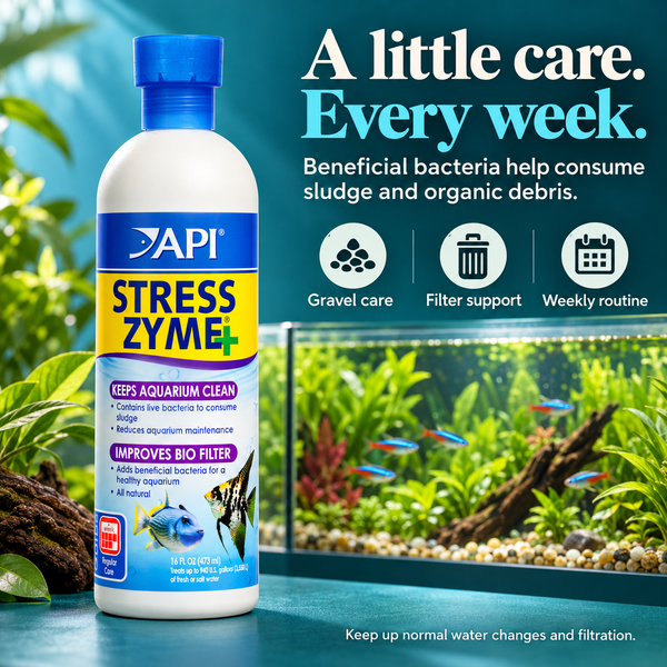 API Stress Zyme 473 mL bacterial cleaner for weekly aquarium care