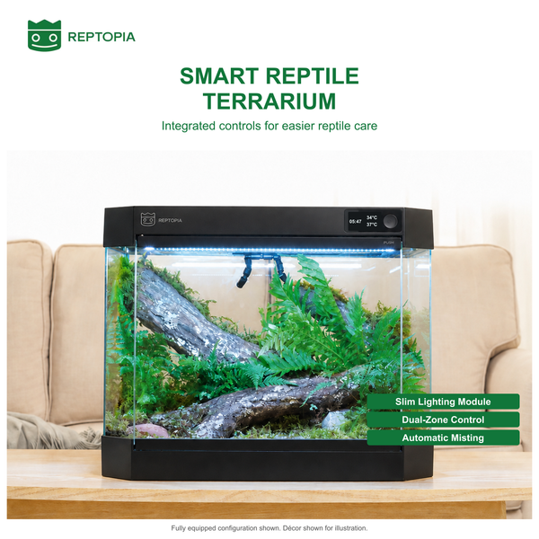 REPTOPIA D1 smart reptile terrarium with an illustrated planted setup