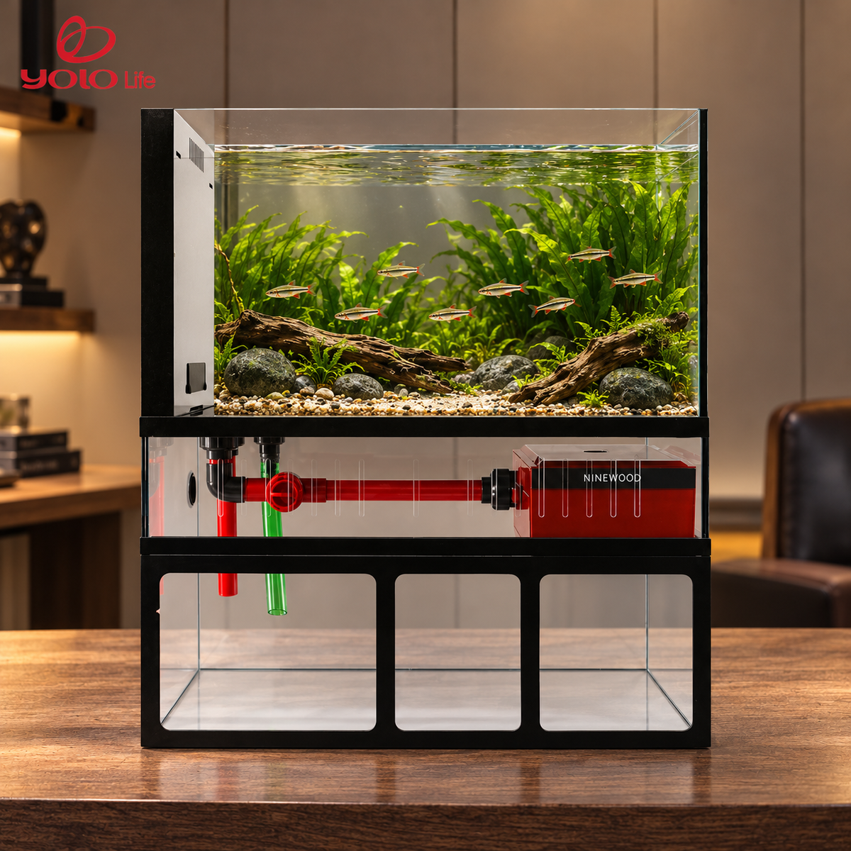 NINEWOOD 60C Aquarium - 600 × 400 × 700 mm — styled view