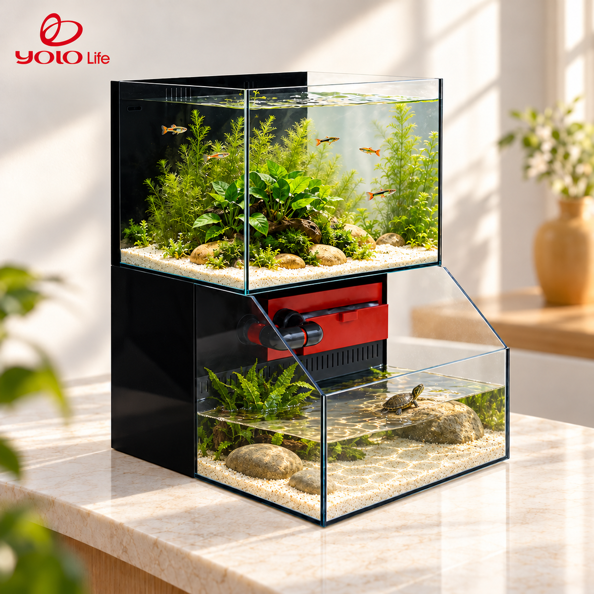NINEWOOD 45LOFT Aquarium - 450 × 450 × 560 mm — styled view