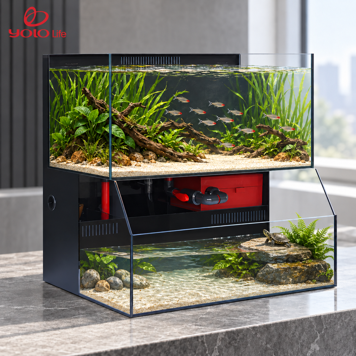 NINEWOOD 80LOFT Aquarium - 800 × 500 × 700 mm — styled view