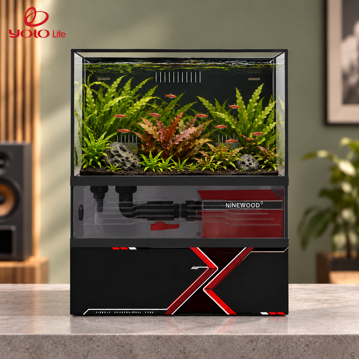 NINEWOOD B545 Aquarium - 450 × 300 × 560 mm — styled view