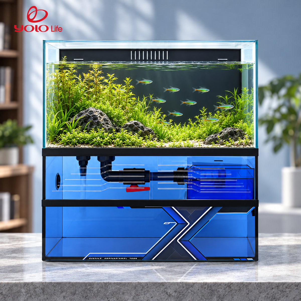 NINEWOOD B766 Aquarium - 550 × 320 × 560 mm gift set styled display. Livestock, decor and display stand are not included.