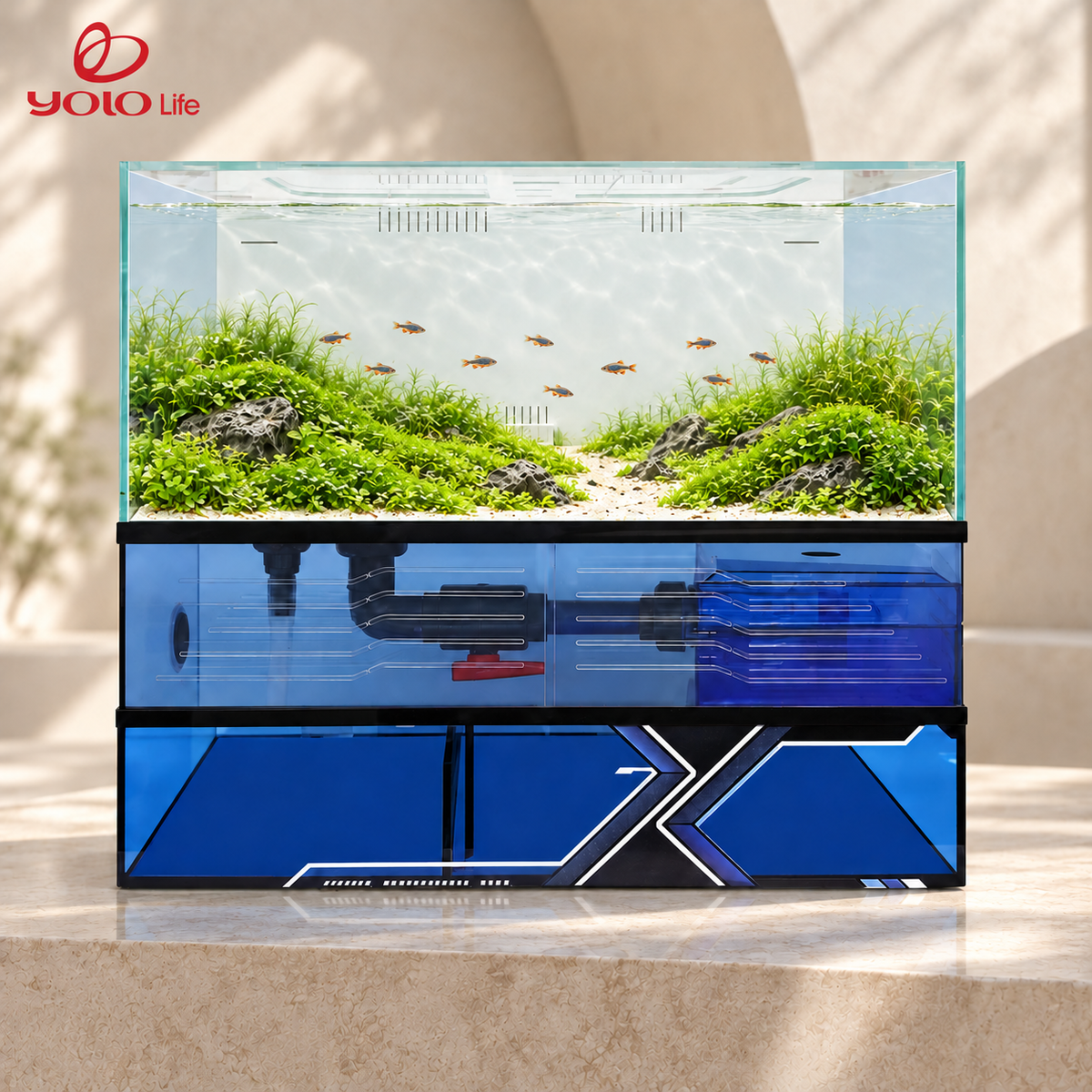 NINEWOOD B785 Aquarium - 800 × 400 × 700 mm gift set styled display. Livestock, decor and display stand are not included.