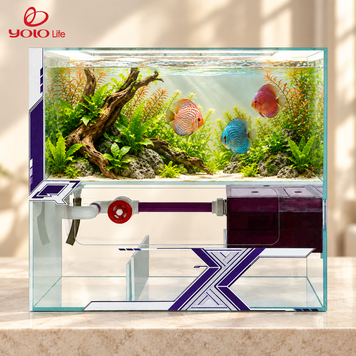 NINEWOOD 80Q Aquarium - White — styled view