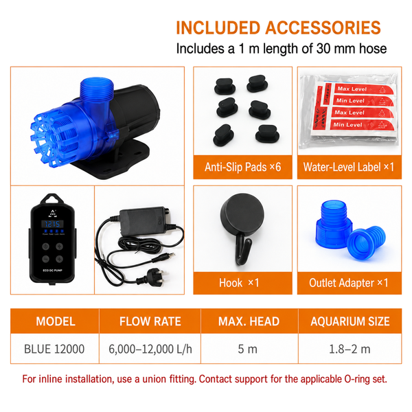 ZKSJ 中科世纪水泵 Blue 12000, Variable Frequency DC Water Pump, Quiet Submersible Aquarium Pump, DC Circulation Pump, for Aquarium, Sump, Water Features